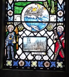 Leusdon Church Stained Glass Window Detail Widecombe WW1: Leusdon Church Stained Glass Window Detail