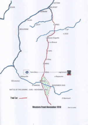 Map of 1916 Western Front Widecombe WW1: Map of 1916 Western Front